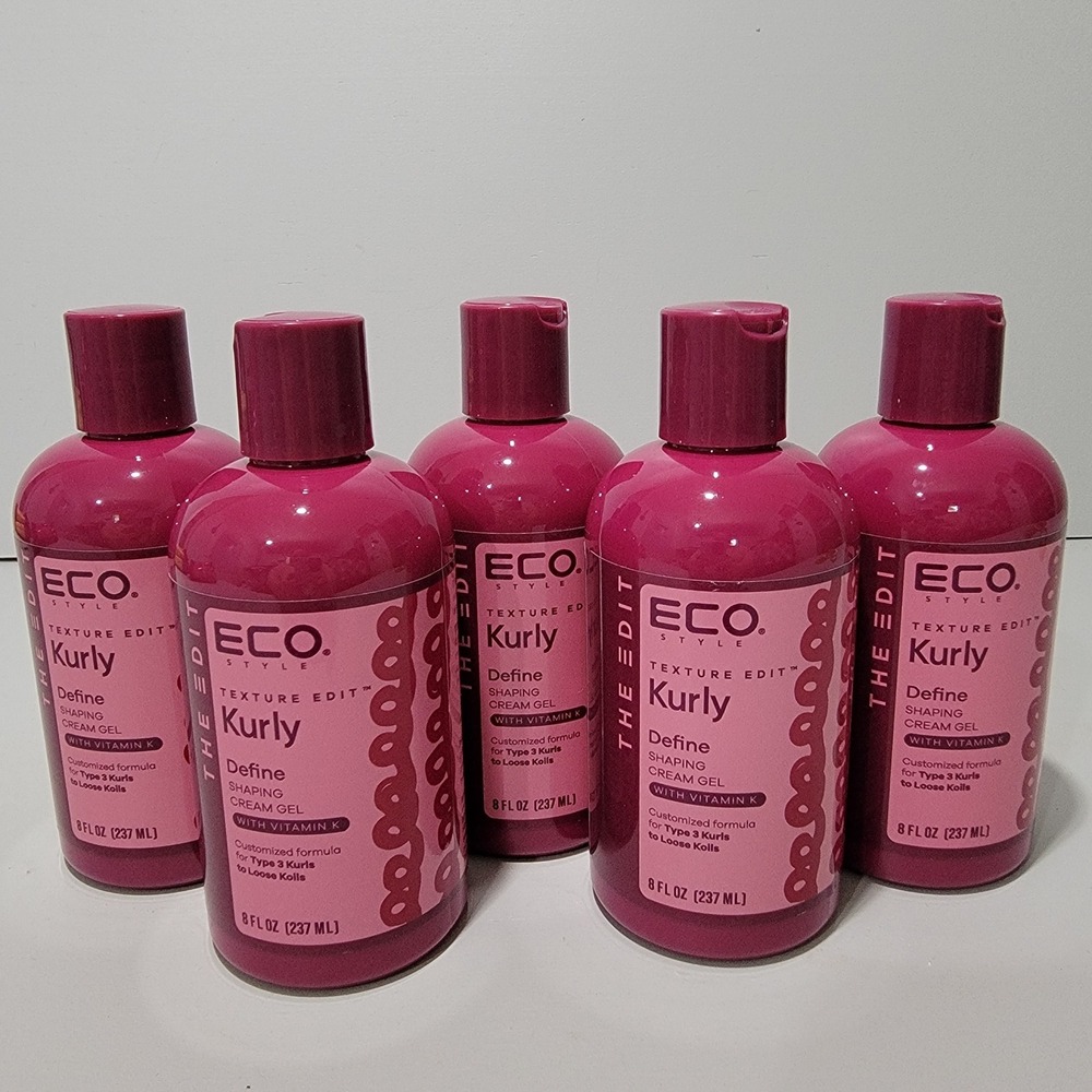 5pk Eco Style The Edit Kurly Define Shaping Cream Gel Vitamin K Type 3 Curls 8oz